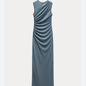 Zara Sleeveless Ruched Waist Elegant Dress
